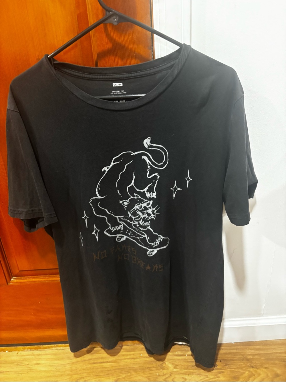 Globe Graphic Big Cat on Skateboard T-Shirt